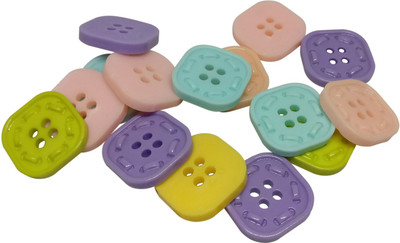 

Aumni Crafts Resin Buttons 20mm Square Mixed Color (Pack of 50 pieces) Wooden Buttons(Pack of 50)