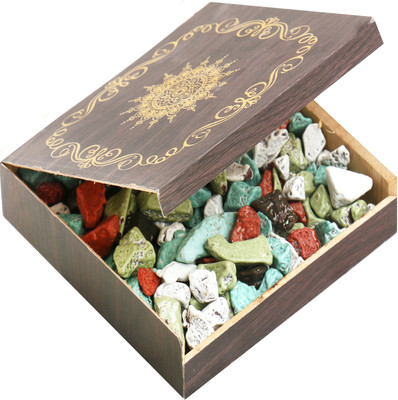 

Ghasitaram Gifts Chocolates- Small Wooden Stone Chocolates Box Brittles(100 g)