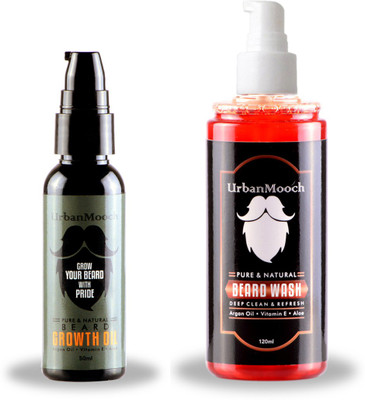 UrbanMooch Beard Growth Oil & Beard Wash for Faster Beard Growth(Set of 2)