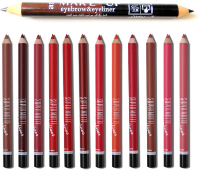 

Dermacol Set of 12 matte lip liner pencil and 1 black brown eyebrow pencil eyebrow definer long lasting(Set of 13)