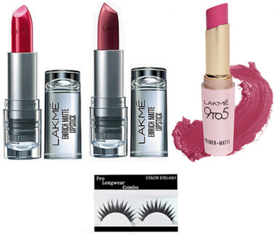 

Pro longwear combo Eyelashes,9 To 5 Matte Finish Lipstick,Enrich Pack Of 2(Set of 4)