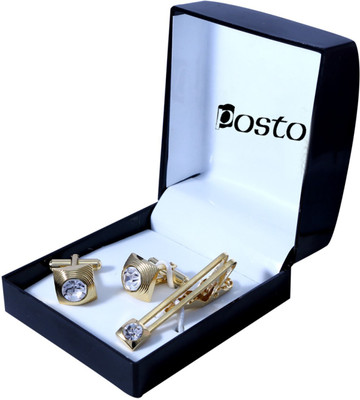 POSTO Alloy Cufflink & Tie Pin Set(Gold)