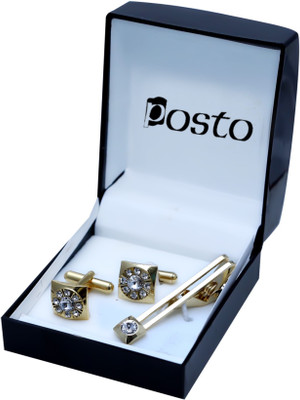 POSTO Alloy Cufflink & Tie Pin Set(Gold)
