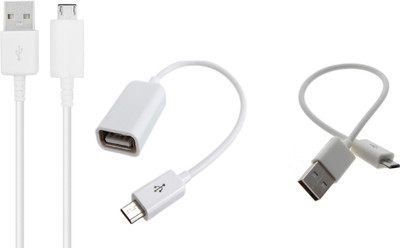 CASVO Combo Pack of 3 of 2.1A Fast Charging Micro USB Data Cable & Data Transfer OTG Cable & Data Sync & Charging Power Bank Cable Compatible With All Android, Celkon Evoke A43, Samsung , Lenovo, XIOMI, REDMI Oppo, VIVO, Motorola, Windows all 3G , 4G Phone