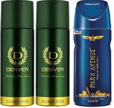 

Park Avenue GOOD MORNING & HAMILTON Deodorant Spray - For Men(400 ml, Pack of 3)