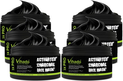 VIHADO Activated Charcoal Black Peel Off Mask Oily Skin Anti Acne Blackhead remover 100 ml (Pack of 6)(100 ml)