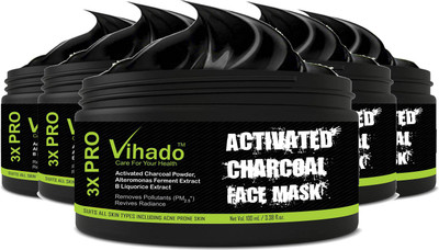 

VIHADO Activated Charcoal Black Peel Off Mask Oily Skin Anti Acne Blackhead remover 100 ml (Pack of 5)(100 ml)