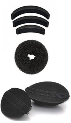 

JAMPAK Hair Accessories Set of 6, Hair base puff & medium Hair Donut & Hair Base volumizer Hair Accessory Set(Black)