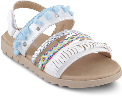 

KITTENS Girls Velcro Flats(Blue, White-blue