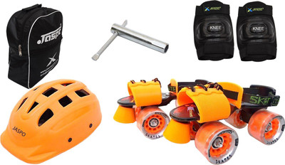

Jaspo Thunder Thorns Eco Adjustable Senior Roller Skates Combo Suitable for Age Group 6 to 14 Years Skating Kit