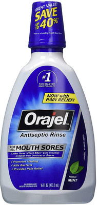 

Orajel Antiseptic Mouth Sore Rinse, 16 Fluid Oz - NA(473 ml)