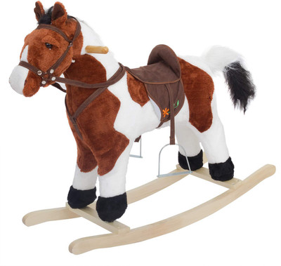 

Baybee Horse Wooden Plush Rocking Horse with Realistic Sounds(Multicolor)