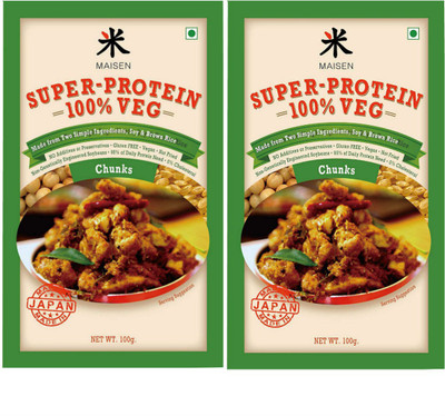 

Maisen Super-Protein 100% Veg Chunks 'Made from Two Simple Ingredients, Soy & Brown Rice Extract' -Made in Japan (Pack of 2) 100 g