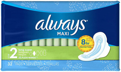 

Always Maxi Long/Super with Wings Unscented Pads 32 Count Sanitary Pad(Pack of 32)