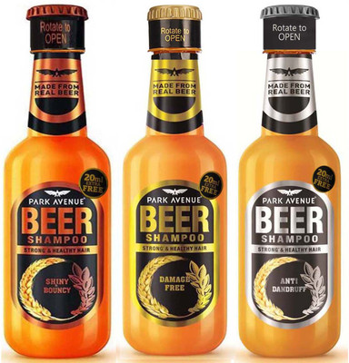 

Park Avenue SHINY & BOUNCY BEER SHAMPOO + DAMAGE FREE BEER SHAMPOO + ANTI DANDRUFF BEER SHAMPOO (370 ×3 ML PACK OF 3)(1110 ml)