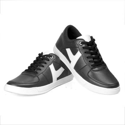 

Deals4you Men's Black Synthetic Leather Sneaker Casual Shoes Sneakers For Men(Black, White
