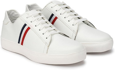 

OPTIFEET Men's White Synthetic Leather Fashion Sneakers Sneakers For Men(White