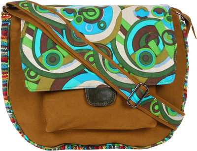 

Anekaant Women Casual Green, Brown, Multicolor Canvas Sling Bag, Brown;green;multicolor