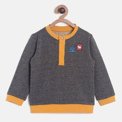 MINI KLUB Full Sleeve Self Design, Color Block Baby Boys Sweatshirt