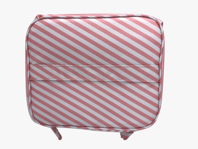 

House of Quirk Portable Toiletry Make up Bag Waterproof with Collapsible Compartments (Pink Stripes) Travel Toiletry Kit(Pink)