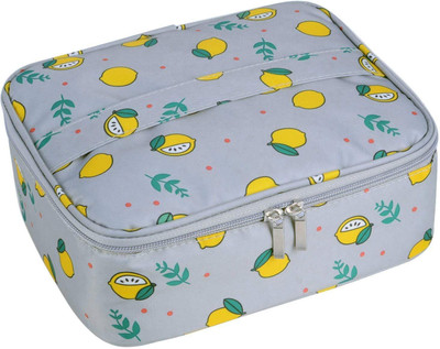 

House of Quirk Portable Toiletry Make up Bag Waterproof with Collapsible Compartments (Grey Lemon) Travel Toiletry Kit(Grey)