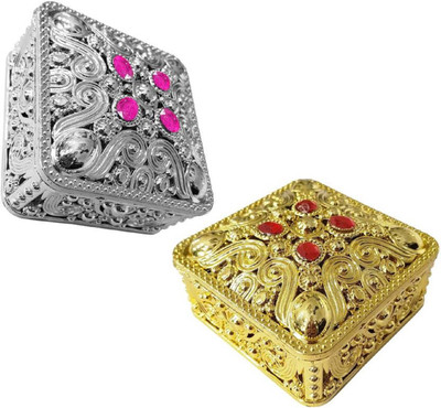 

BOXO Plastics Jewellery Box Wedding Gifts for Bride, Sweet Box for Festivals, Silver & Golden, Set Of 2 multipurpose Vanity Box(golden, Silver)