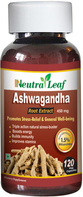 

NeutraLeaf Ashwagandha Capsules 450mg (120Veg Capsules)(450 mg)