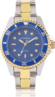 

Grozav R Submariner Unidirectional Rotatable Blue Golden Bezel with Blue Dial Stainless Steel Silver Golden Bracelet Watch Women - 9001 R Submariner Watch - For Women