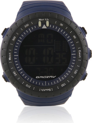 

Grozav Blue Digital Sports Watch With Black Unidirectional Rotatable Bezel and With Luminous with Cold Light For Men and Boys - 9702 Sunto Watch - For Men