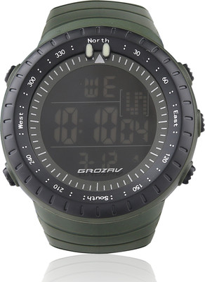

Grozav Army Green Digital Sports Watch With Black Unidirectional Rotatable Bezel and With Luminous with Cold Light For Men & Boys -9702 Sunto Watch - For Men