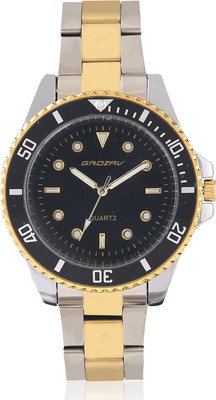 

Grozav R Submariner Unidirectional Rotatable Black Golden Bezel with Black Dial Stainless Steel Silver Golden Bracelet Watch Women-9001 R Submariner Watch - For Men