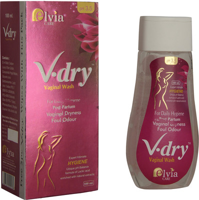 

Elvia Care V-Dry Vaginal Wash With 5 V-Dry Wipes Free Intimate Wash(100 ml)