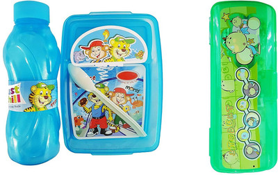 

Fully Lunch Box and Water Bottle for Kids and Children + Pencil Box, Multicolor