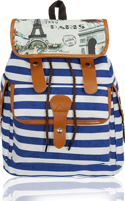 

Kleio Striped Backpack in Canvas 26.8 L Backpack(Blue)