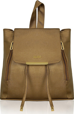 

Kleio Stylish Trendy Metallic PU College Backpack for Travel For Women / Girls 15 L Backpack(Brown)