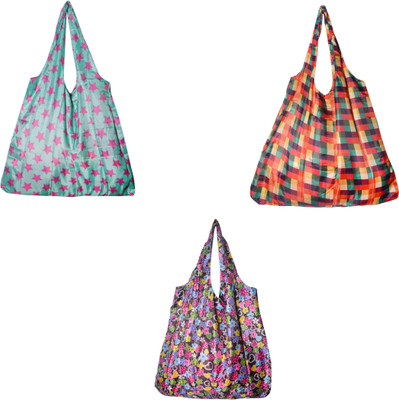 

Jewelz Combo of three versatile reusable, folding shopping bags Multipurpose Bag(Multicolor, 12)