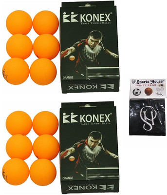 

KK Konex - Table Tennis Ball with SportsHouse Wrist Band- Table Tennis Ball(Pack of 12, Orange)