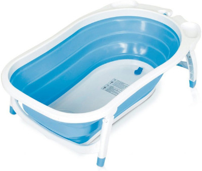 

deziine E Baby Child Folding Silicone Baby Bath Tub Easily foldable and Adjustable.(Blue)