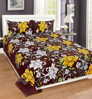 

MH DÉCOR 140 TC Polycotton Double Floral Bedsheet(Pack of 1, Multicolor)