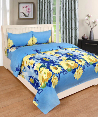 

Astra 140 TC Polycotton Double Floral Bedsheet(Pack of 1, Blue)