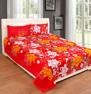 

Astra 140 TC Polycotton Double Floral Bedsheet(Pack of 1, Red)