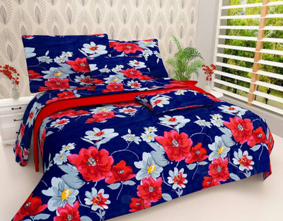 

Astra 140 TC Polycotton Double Floral Bedsheet(Pack of 1, Blue)