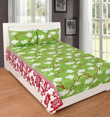 

Astra 140 TC Polycotton Double Floral Bedsheet(Pack of 1, Green)