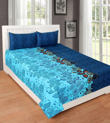 

Astra 140 TC Polycotton Double Floral Bedsheet(Pack of 1, Blue)