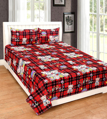 

Astra 140 TC Polycotton Double Printed Bedsheet(Pack of 1, Red)