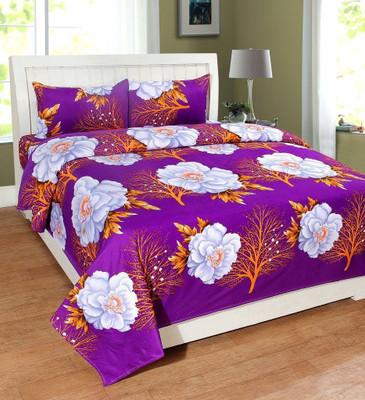 

Decor Realms 140 TC Polycotton Double Floral Bedsheet(Pack of 1, Purple)