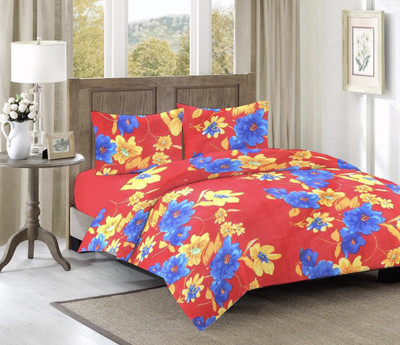 

Astra 140 TC Polycotton Double Floral Bedsheet(Pack of 1, Red)