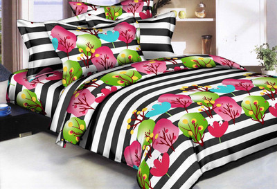 

Astra 140 TC Polycotton Double Floral Bedsheet(Pack of 1, White)