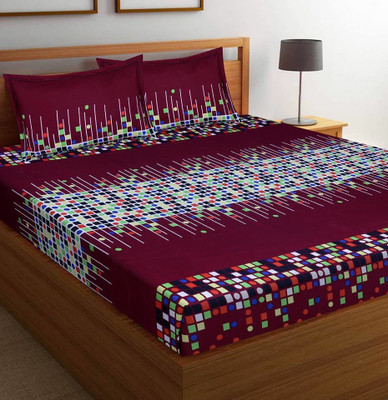 

MH DÉCOR 140 TC Polycotton Double Geometric Bedsheet(Pack of 1, Multicolor)