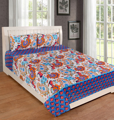 

Astra 140 TC Polycotton Double Printed Bedsheet(Pack of 1, Blue)